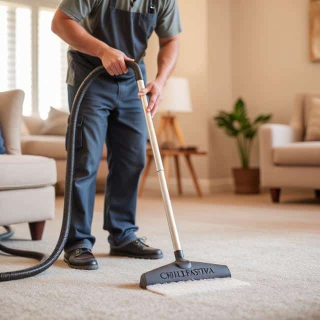 Clean living room with carpet