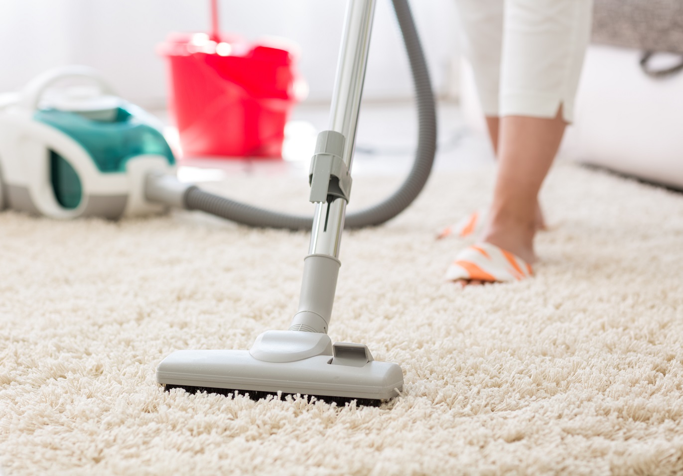 Carpet cleaning being performed